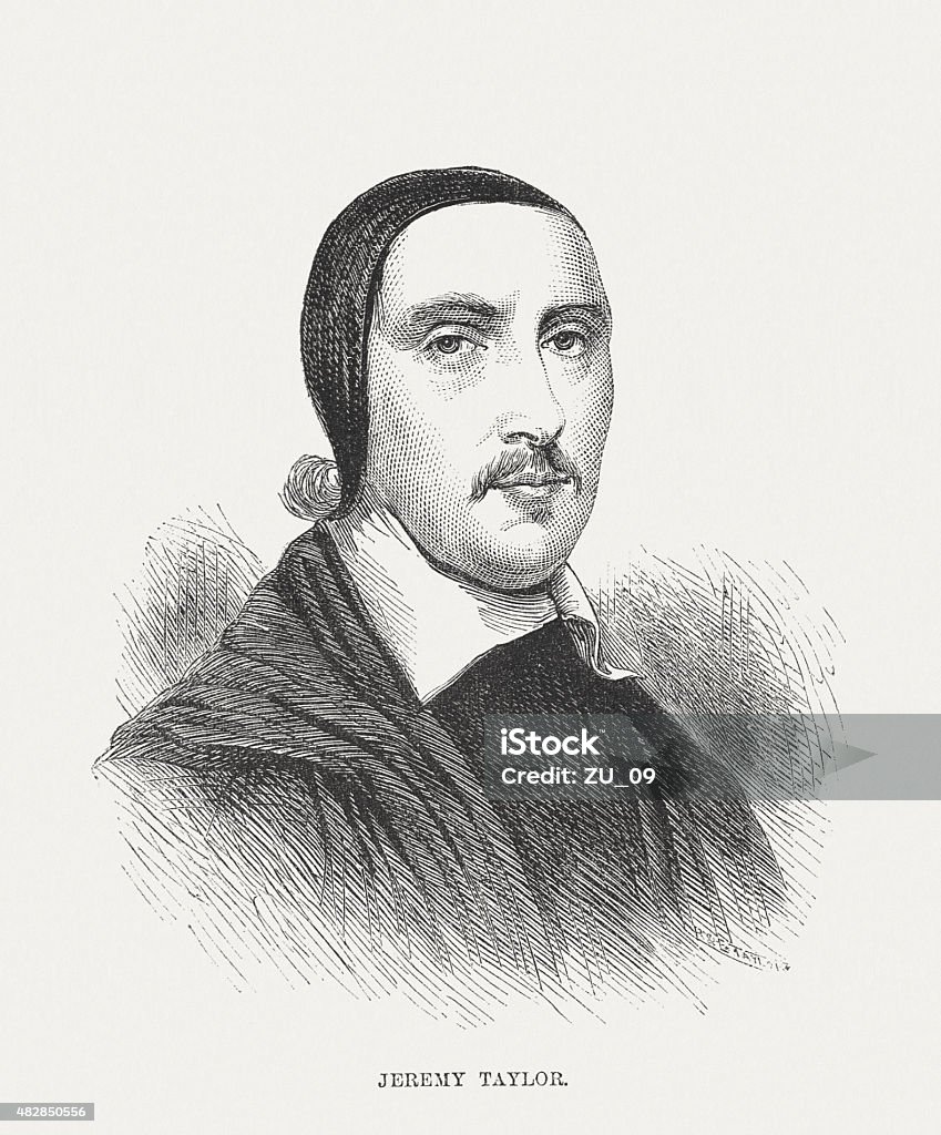 Jeremy Taylor (1613-1667), English cleric and writer, published in 1873 Jeremy Taylor (baptised 1613 - 1667), cleric in the Church of England and one of the greatest prose writers in the English language. Wood engraving, published in 1873. 2015 stock illustration