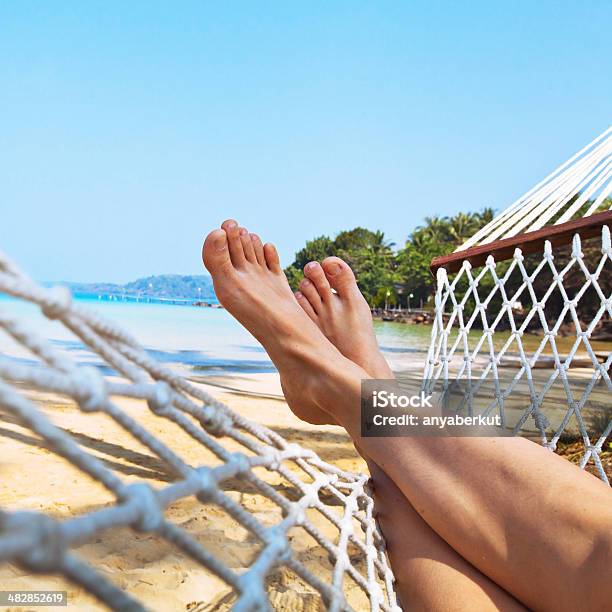 Legs In Hammock Stock Photo - Download Image Now - Hammock, Relaxation, Adult