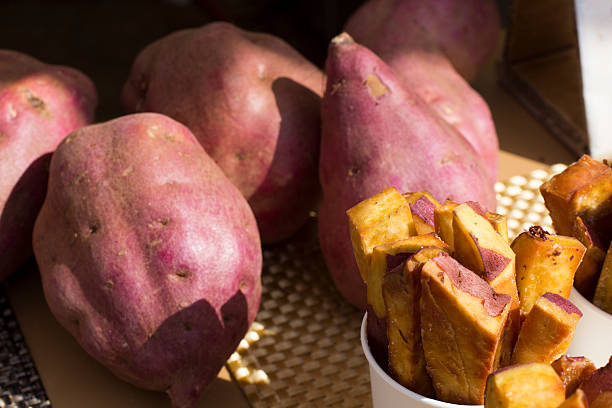 French fries made from a kind of sweet potato that originates from the southern part of the island of Kyushu in Japan. These sweet potatoes are known as Satsuma-imo.