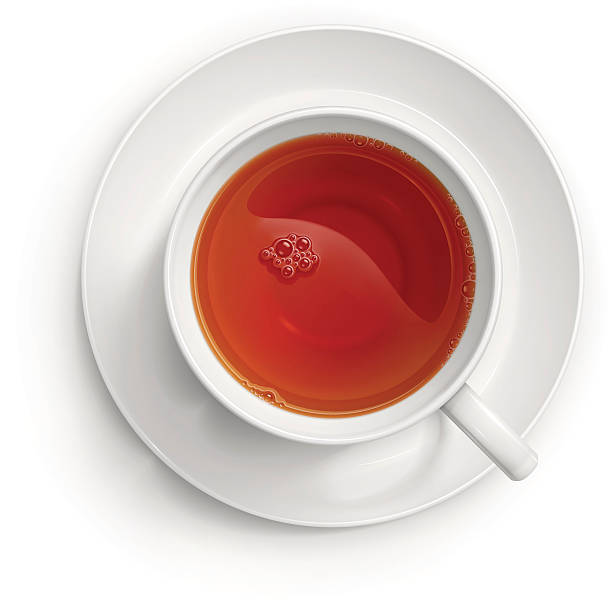 Cup of black tea Vector illustration of a cup with black tea. saucer stock illustrations