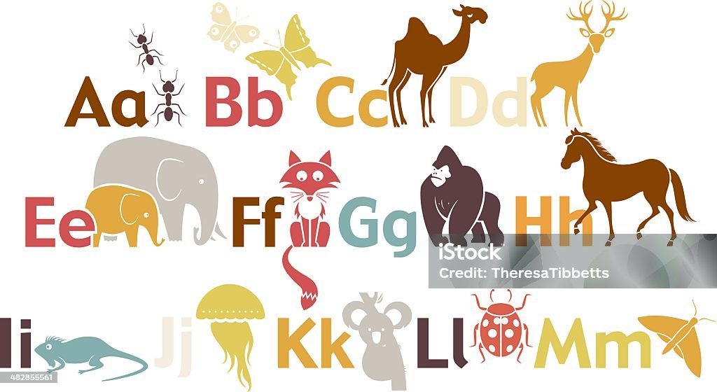 Animal Alphabet A-M - Lizenzfrei Alphabet Vektorgrafik