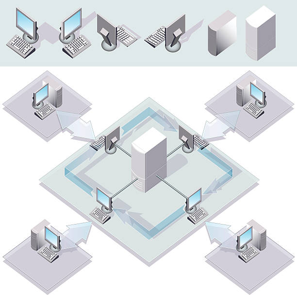 Computer Network vector art illustration