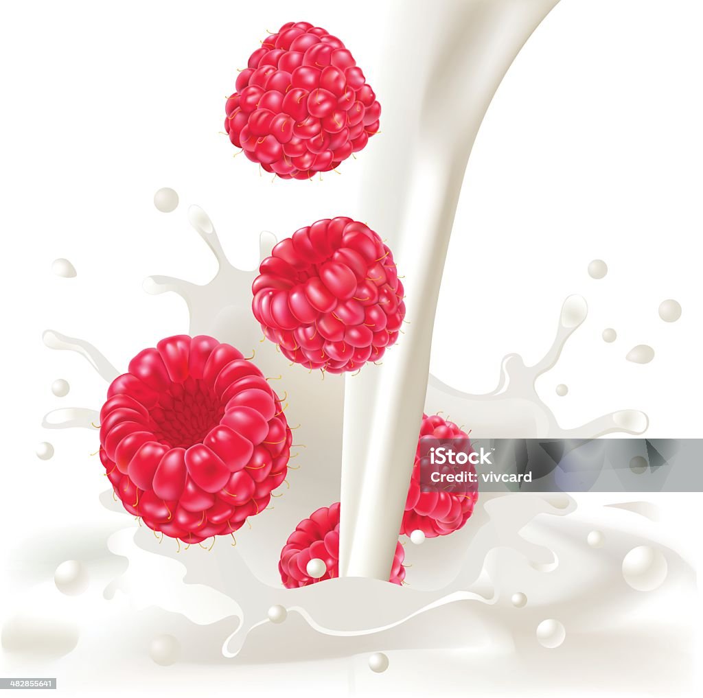 Himbeeren & Creme - Lizenzfrei Milch Vektorgrafik