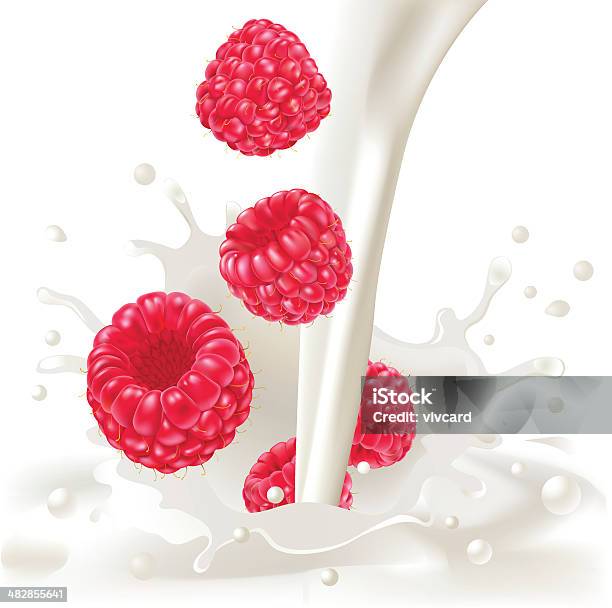 Himbeeren Creme Stock Vektor Art und mehr Bilder von Milch - Milch, Spritzendes Wasser, Himbeere