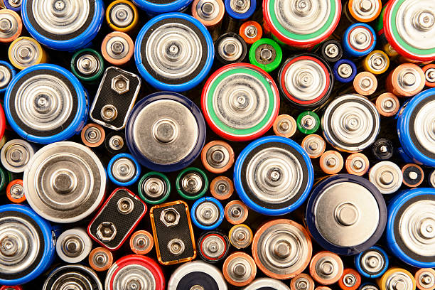 Various Batteries Various batteries, high angle view, studio shot. lithium ion battery stock pictures, royalty-free photos & images