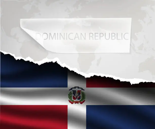 Vector illustration of hole and shadows DOMINICAN REPUBLIC flag