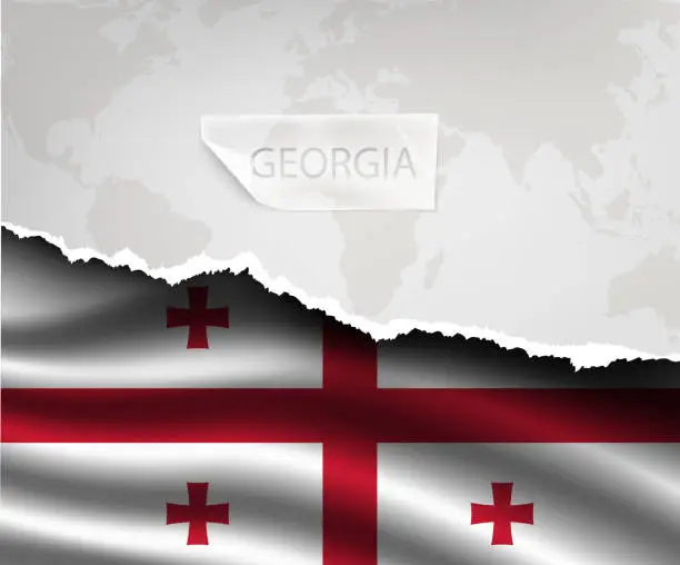 Vector illustration of paper with hole and shadows GEORGIA flag