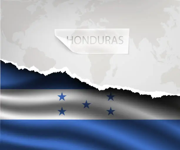 Vector illustration of paper with hole and shadows HONDURAS flag