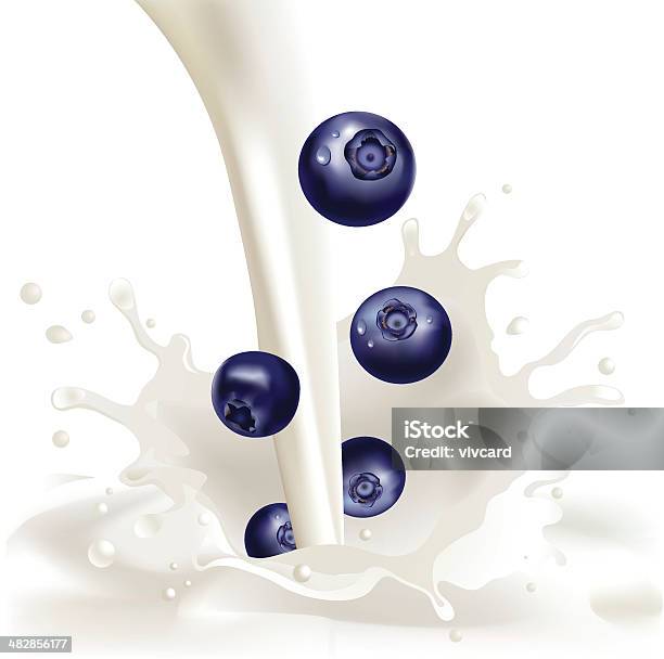 Myrtilles Et Crème Vecteurs libres de droits et plus d'images vectorielles de Lait - Lait, Goutte - État liquide, Éclabousser