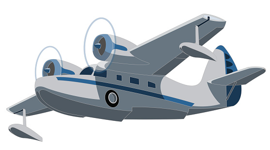 Vector retro seaplane. Illustration clip art