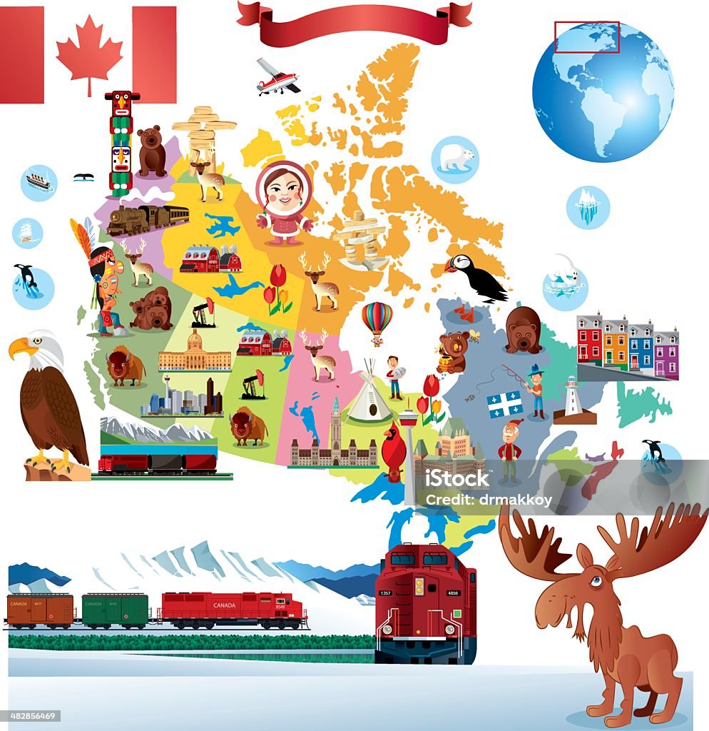 Cartoon map of Canada Canada stock vector