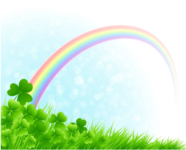 ilustraciones, imágenes clip art, dibujos animados e iconos de stock de landckape de resorte - st patricks day backgrounds clover leaf