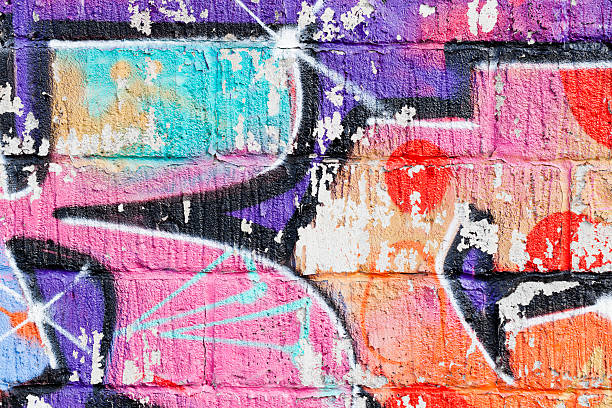 istock Detail of graffiti painted illegally on public wall. 482857231