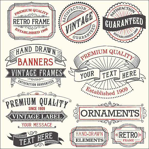 illustrazioni stock, clip art, cartoni animati e icone di tendenza di elementi di design vintage copyspace - grunge frame scroll shape old fashioned