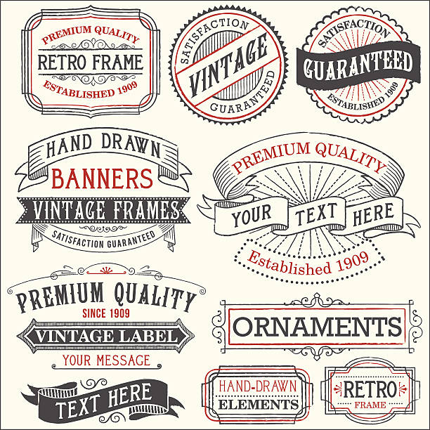 vintage copyspace elementy - grunge frame scroll shape old fashioned stock illustrations