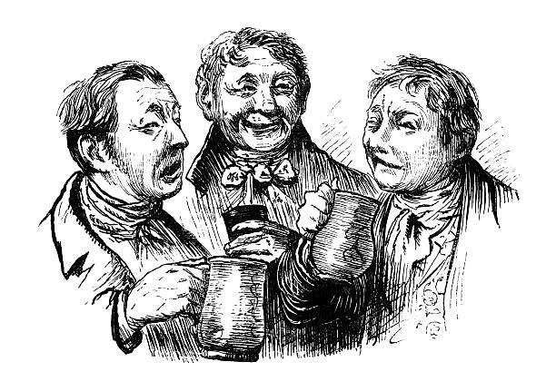 ilustrações, clipart, desenhos animados e ícones de homens com tankards de cerveja - randolph caldecott