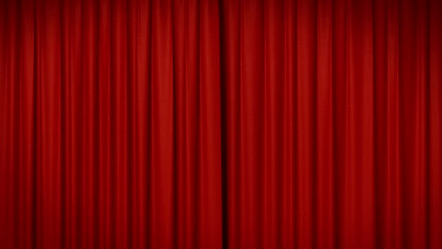 Opening and closing red curtain