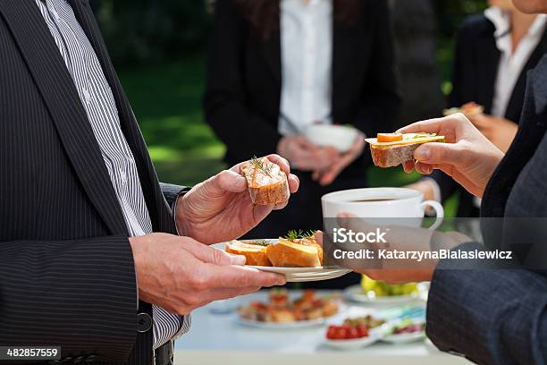 Business Lunch In The Garden Stock Photo - Download Image Now - Breakfast, Business, Networking