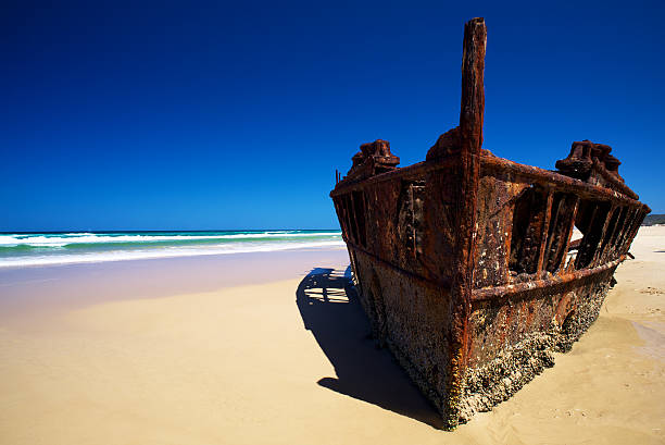 Shipwreck on Frazer Island, Australia stock photo