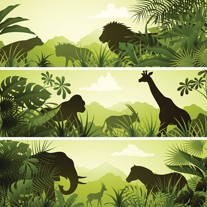 African Banners with Animals. High Resolution JPG,CS5 AI and Illustrator EPS 8 included. Each element is named,grouped and layered separately.