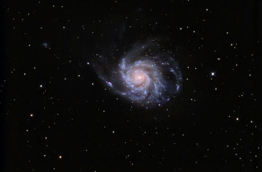 This is a image of the Pinwheel Galaxy in the constellation Ursa Major.The image is taken in the in prime focus of professional mirror telescope (newtonian) the Exposure time is 240 minutes.