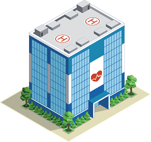 illustrations, cliparts, dessins anim�és et icônes de hôpital bâtiment isométrique - hospital built structure building exterior architecture