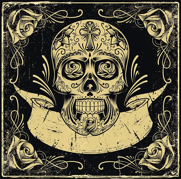 Vector illustration of Mexican Skull