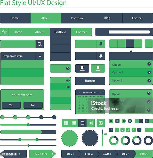 평편 주말뿐이라도 Ui Ux 디자인식 메뉴판에 대한 스톡 벡터 아트 및 기타 이미지 - 메뉴판, 공란, 방향