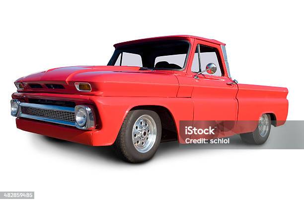 Old Rojo Camión En 1964 Foto de stock y más banco de imágenes de Camioneta - Camioneta, Fondo blanco, Antigualla