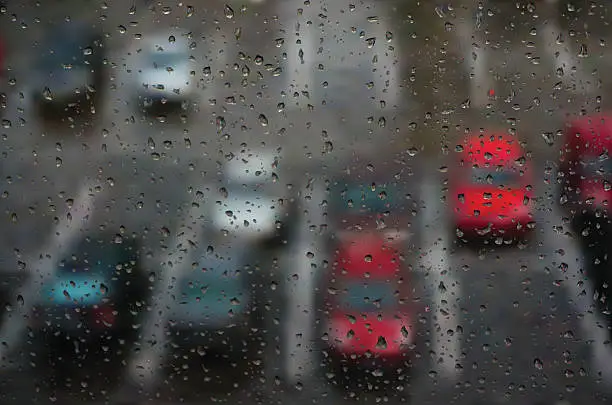 Vector illustration of Raindrops on the window