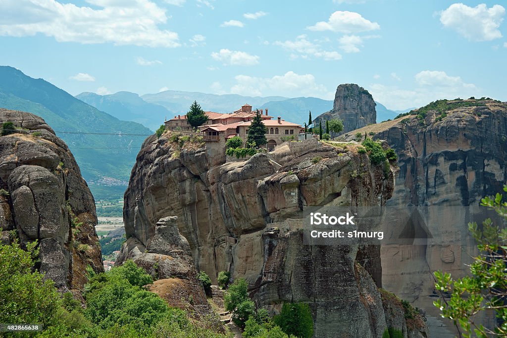 The Monastery of the Holy Trinity, Meteora, Greece The Monastery of the Holy Trinity is on top of the cliffs, Meteora, Greece 2015 Stock Photo