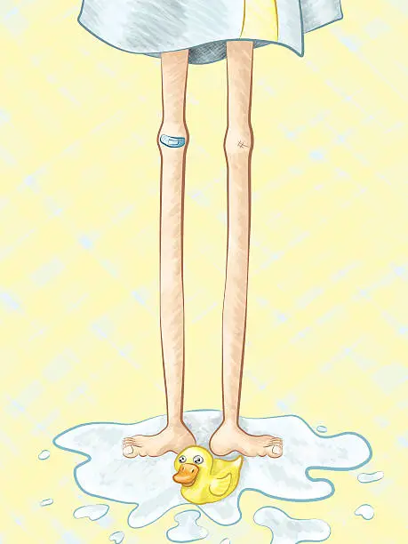 Vector illustration of Legs in Shower with Rubber Duck