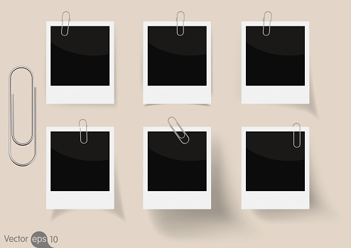 Instant Photo Paper Vector Set Of Vector Instant Photo Frame With Paperclip Stock Illustration ...