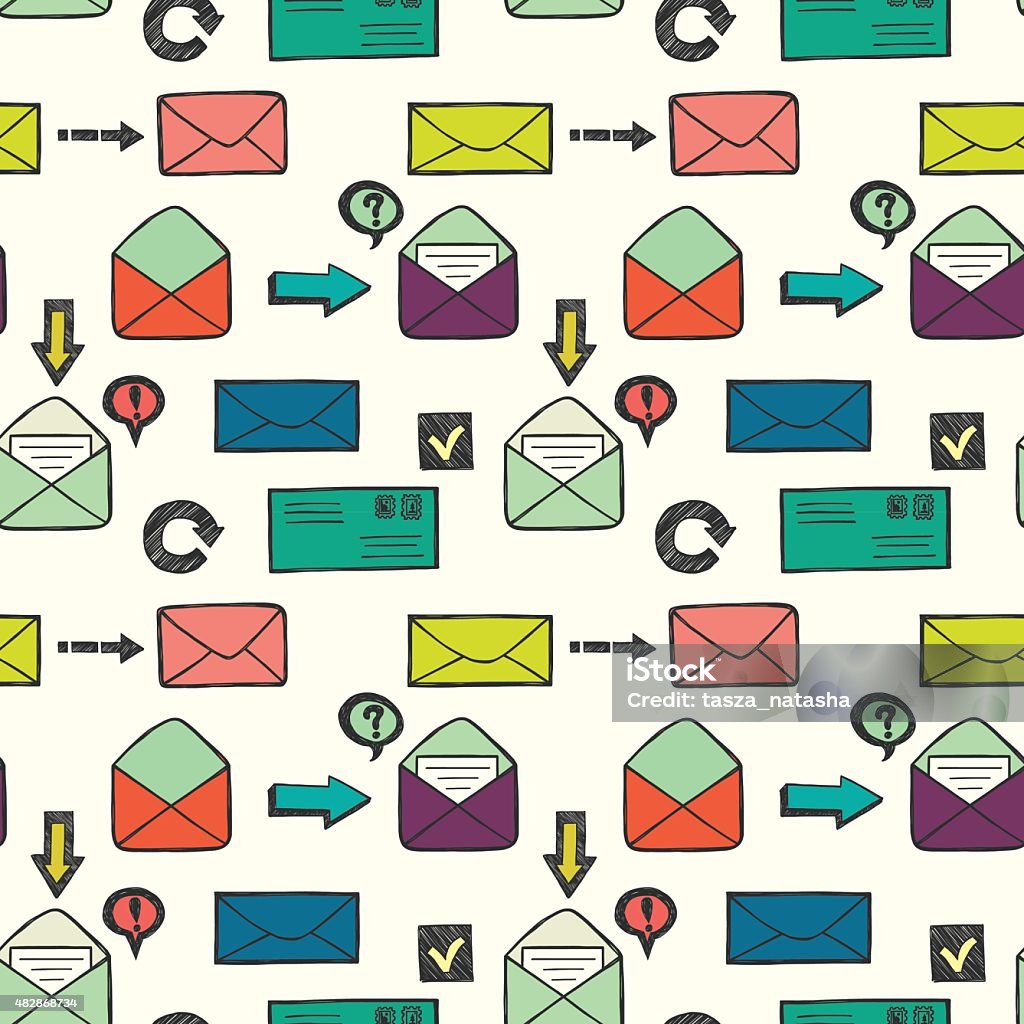 Inboxing Pattern Mail Pattern Stock Illustration - Download Image Now - Doodle, Envelope ...