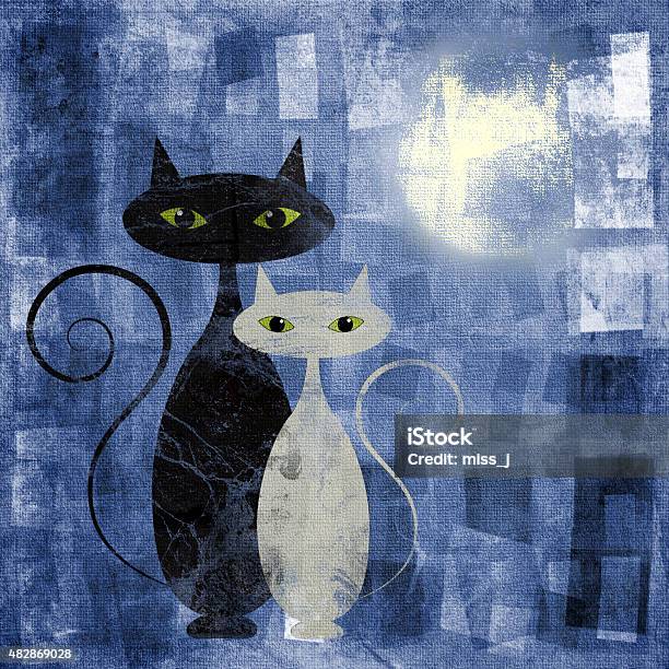 The Cats Stock Photo - Download Image Now - Domestic Cat, Acrylic Painting, Artist's Canvas