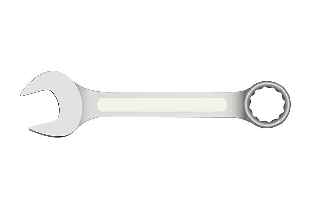 nienastawne połączenie otwarte i pole-zakończone - adjustable wrench wrench isolated work tool stock illustrations