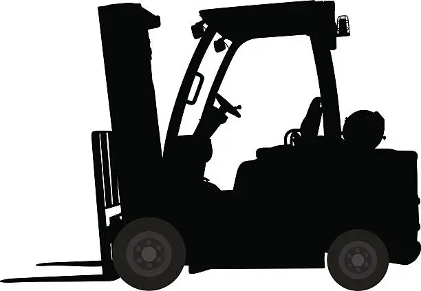 Vector illustration of Forklift Machine Silhouette