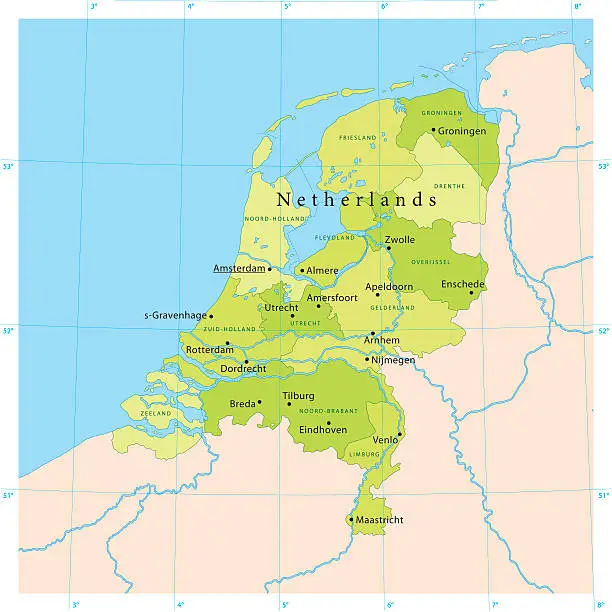 Vector illustration of Netherlands Vector Map