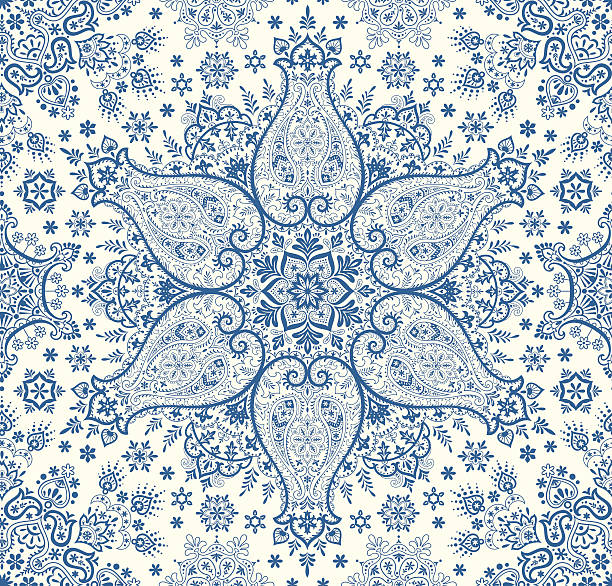 ilustraciones, imágenes clip art, dibujos animados e iconos de stock de seamless invierno paisley - intricacy snowflake pattern winter