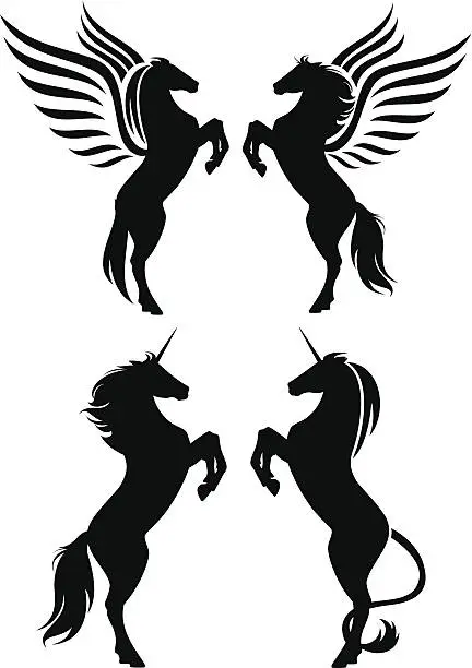 Vector illustration of fantasy horses