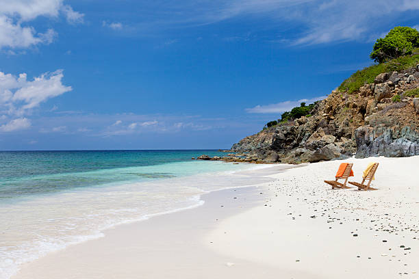 istock chairs at a beach in Hans Lollik Islands, USVI 482878339