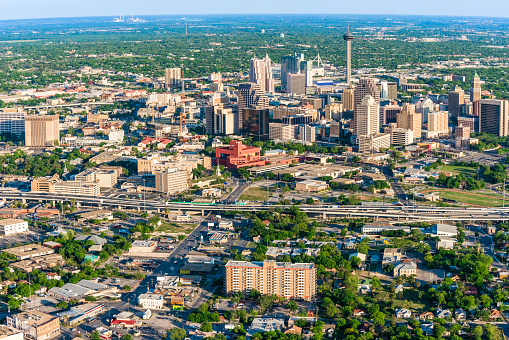 San Antonio cityscape skyline aerial view