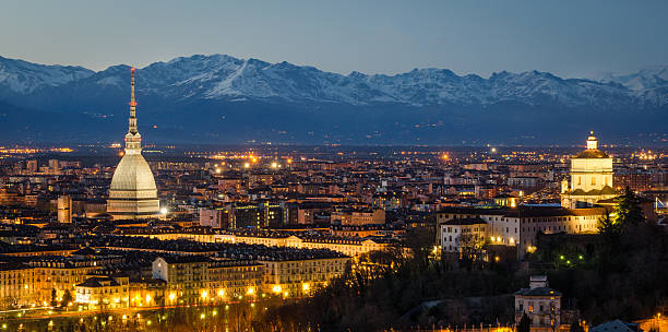 istock Turin (Torino), night panorama with Mole Antonelliana and Alps 482879551