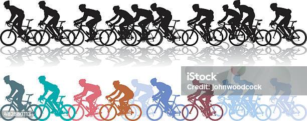 Corrida De Bicicleta - Arte vetorial de stock e mais imagens de Ciclismo - Ciclismo, Silhueta, Bicicleta