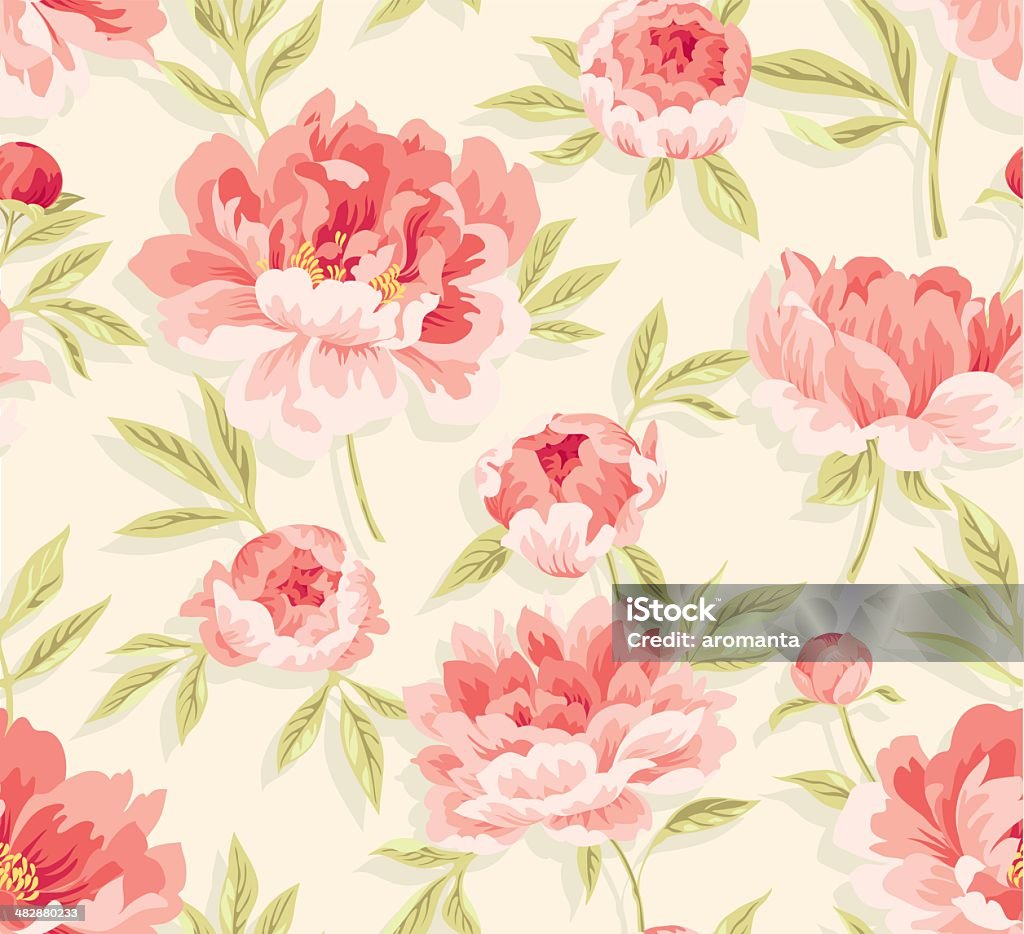 Motif pivoine - clipart vectoriel de Motif floral libre de droits