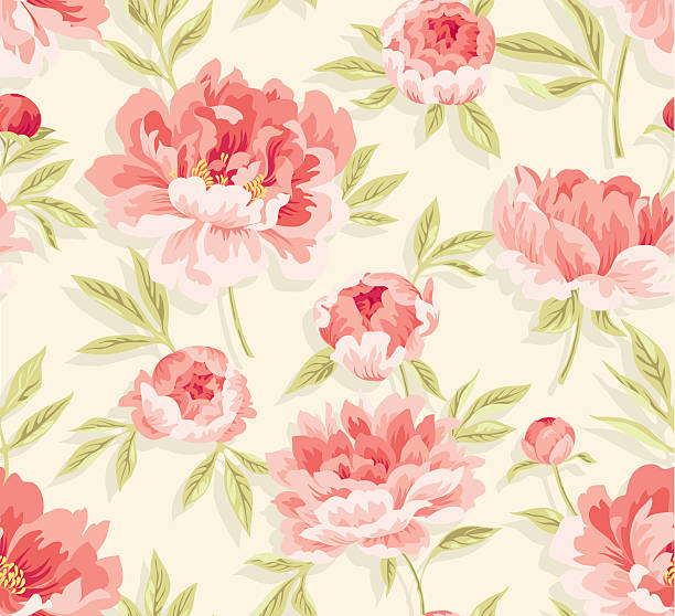 작약 패턴 - backgrounds effortless wallpaper repetition stock illustrations