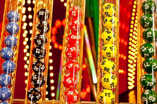 Bingo balls in tubes stock photo