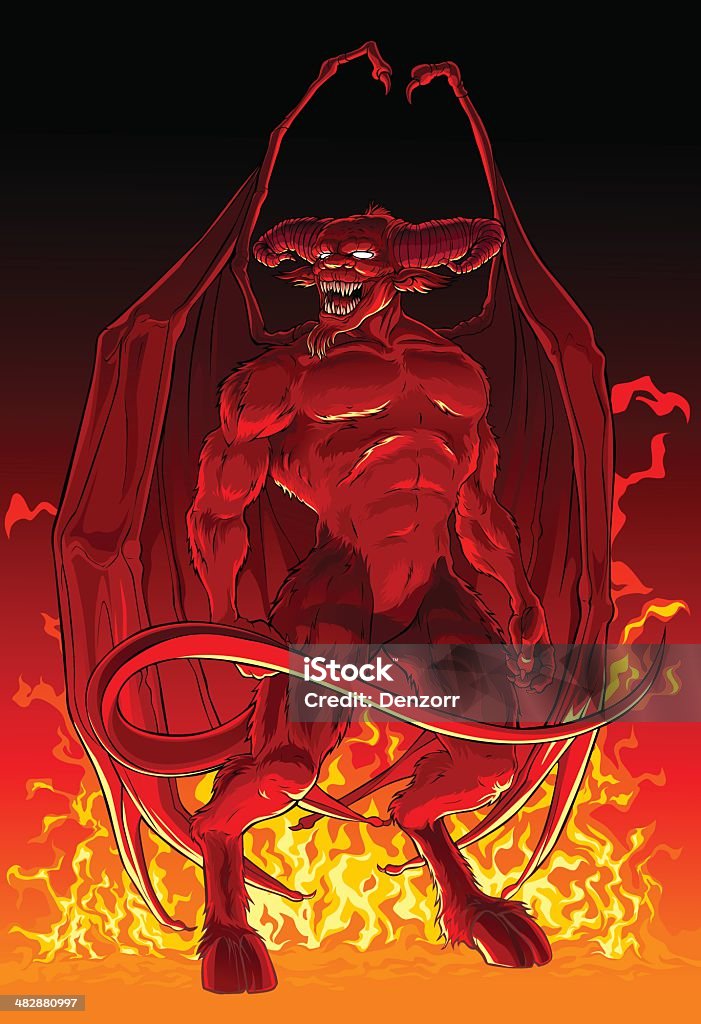Setan Vector Setan Dalam Api Ilustrasi Stok - Unduh Gambar Sekarang - Setan, Demon ...