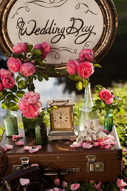 istock Wedding decor. Wooden plaque with the inscription Wedding. 482881382