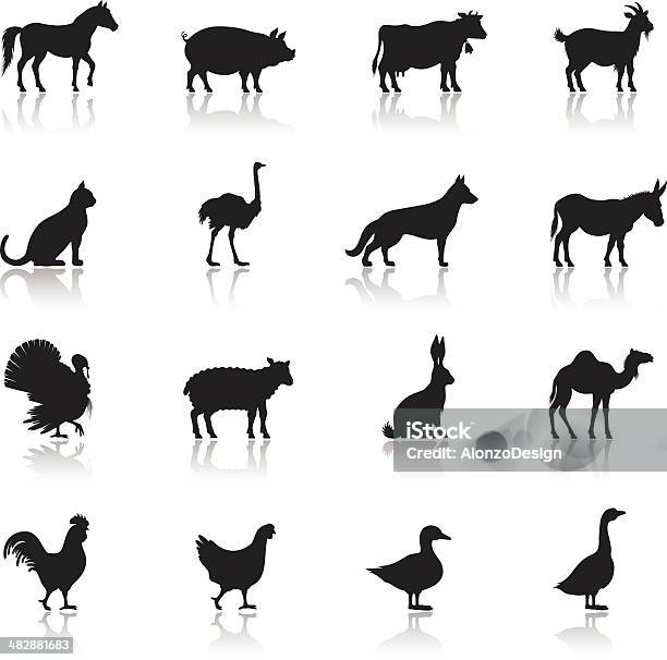 Icon Set Of Farm Animals On White Background Stock Illustration - Download Image Now - Icon Symbol, Animal, Animal Themes